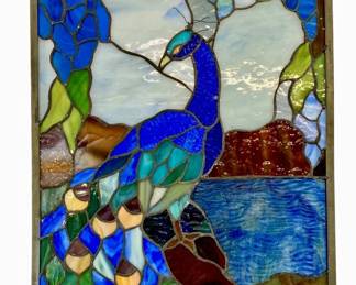Mosaic Art Glass Peacock Wall Decor