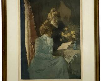 Manuel Robbe “Les Liseuses" Aquatint Etching