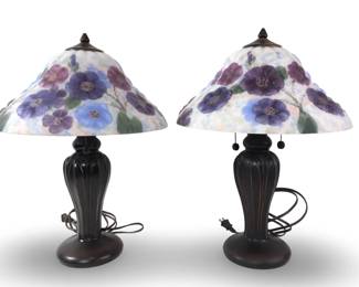 Pair Dale Tiffany Reverse Painted Table Lamps