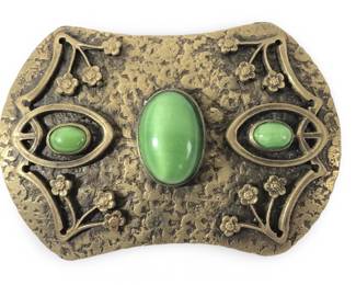 Stylistic Art Nouveau Floral Gemstone Brooch