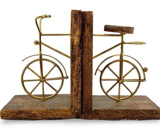 Vintage Brass Bicycle Bookends