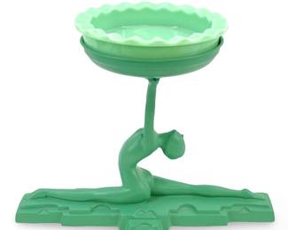 Art Deco Frank Art Metal Teal Ashtray