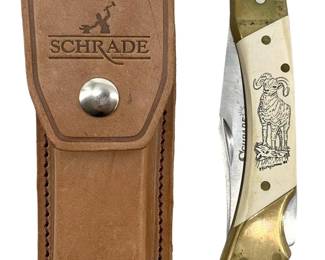 Schrade Pocket Knife & Leather Case