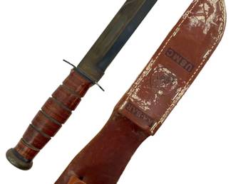 USMC Ka-Bar Hunting Knife w/ Leather Sheath