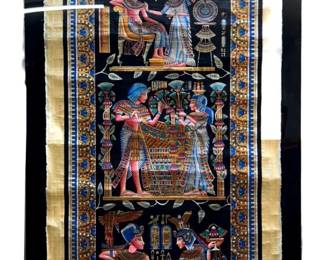 Huge Signed Gamal Egyptian Papyrus Painting