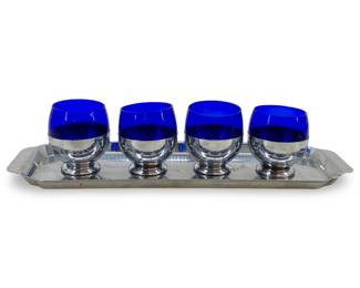 4pc Cobalt Blue Glass Chase Cocktail Cups