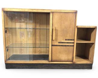 CWS LTD Art Deco Sliding Glass Bookcase Cabinet