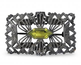 Elegant Art Nouveau Gemstone Brooch