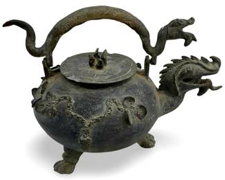 Antique Chinese Bronze Dragon Tea Pot