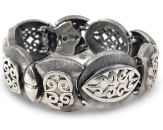 Tortolani Silver Metal Brutalist Link Bracelet