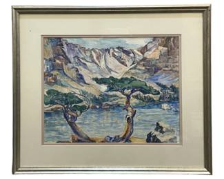 Signed Olga Ross Hannon Lake Watercolor