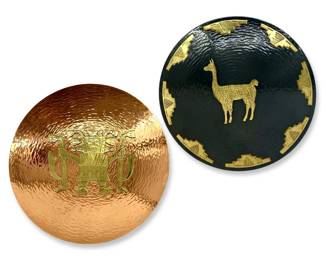 2pc Mid Century Vichy Peru Copper Plates