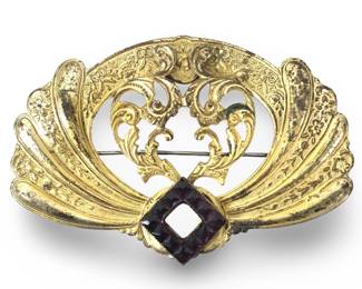 Splendid Art Deco Amethyst Gemstone Brooch