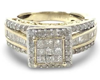 1 CTW Princes Cut & Baguette Diamond 14K Yellow