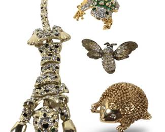 (14) Terrific Gold Tone Animal/Insect Brooches