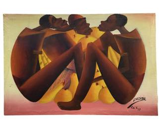 Signed Laurent Casimir Haitian Oil on Canvas
