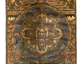 Antique Buddhist Thangka Wall Hanging