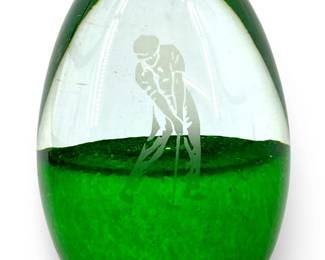 Vtg Scottish Caithness Golfer Glass Paperweight