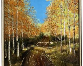 Signed Ellen Fall Landscape Acrylic on Canvas