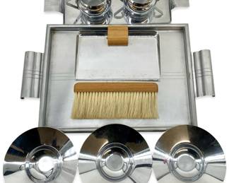 9pc Paul Revere Art Deco Chrome Bar Set