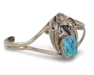 Native American Sterling & Turquoise Cuff Bracelet