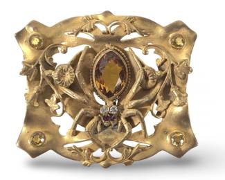 Spectacular Art Deco Multi Gemstone Spider Brooch