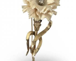 Marcel Boucher Bone & Metal Carnation Brooch