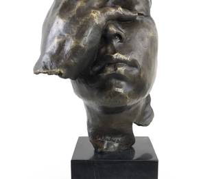 Salvador Dali Pensive Face Palm Bronze Sculpture