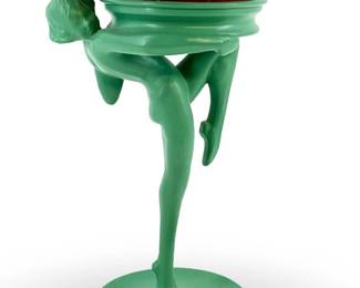 Teal Painted Frank Art Metal Ashtray