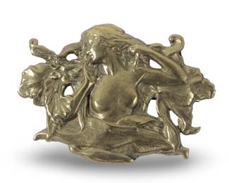Lovely Lady Art Nouveau Brass Brooch/Pendant