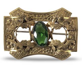 Phenomenal Art Deco Gemstone Brooch