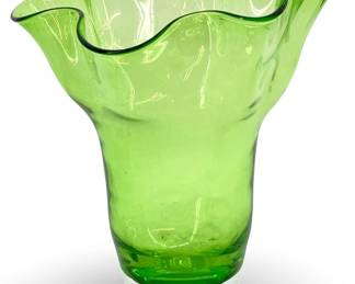 Green Freeform Art Glass Vase
