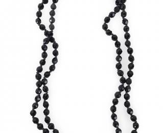 Lovely 14K Gold Clasp Black Faceted Bead Necklace