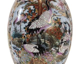 Large Hand Painted Ceramic Chinese Satsuma Egg