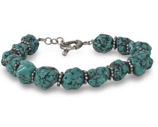 Stunning Silver Chunky Nugget Turquoise Bracelet