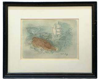 Signed Raoul Dufy “The Dream" Colored Etching