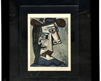 Signed Picasso Abstract Female Portrait Print