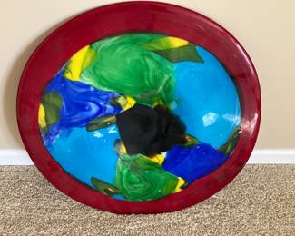 Large art glass platter