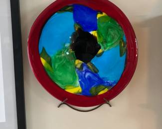 Large art glass platter
