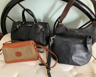 Vintage designer handbags: Calvin Klein, Dooney Bourke, Stone Mountain