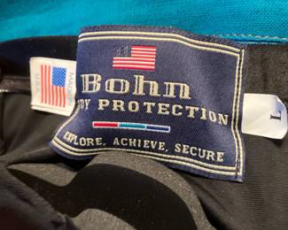 Label on Bohn body protection pants