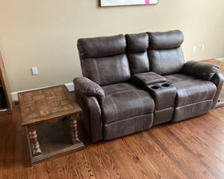 One of a pair of oak end tables
