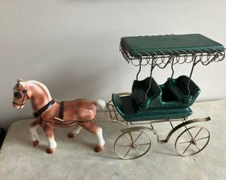 Metlox Pottery surrey w/ horse