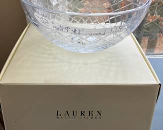 NIB Ralph Lauren cut crystal bowl "Silk Ribbon"
