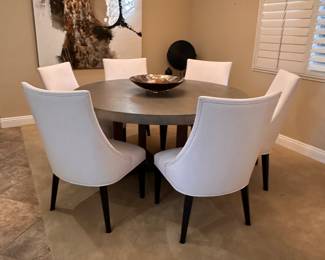 For sale : RH white woven linen chairs *Table not for sale