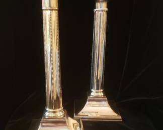 Pair George III-Style Silver-On-Copper Candlesticks