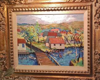"Wharf" Orig. Oil by John Powell, listed