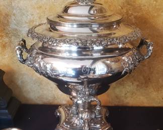 Very Heavy, Antique Silver-on-Copper Engraved Samovar