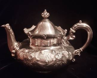 Late-19th. C. Quadruple Silverplate Tea Pot, Monogramed