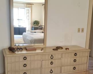 1970s Ivory Dresser & Mirror
